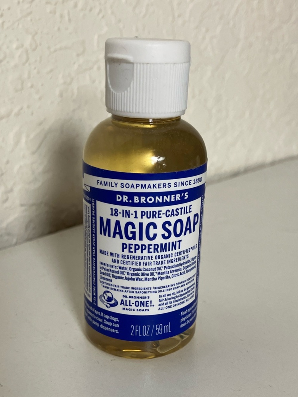 Dr. Bronner’s liquid Castile Soap - peppermint travel size